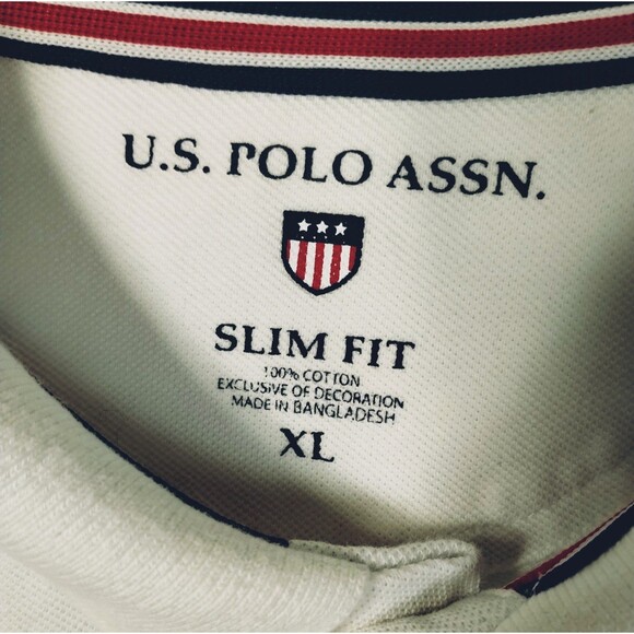 U.S. Polo Assn Polo Men's XL Slim Fit Short Sleeve Large Embroidered Pony White - Picture 7 of 9